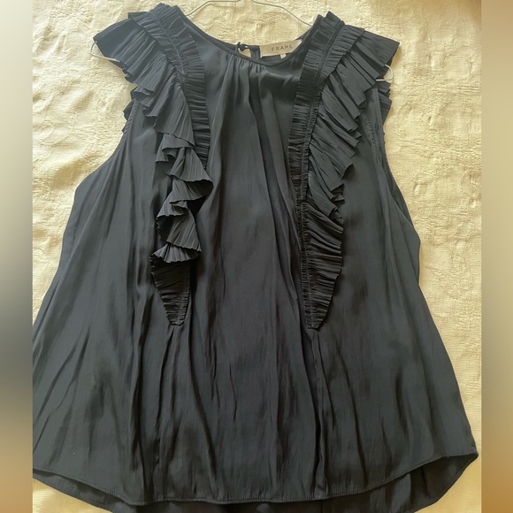 Frame Denim Tops - Frame Black Ruffle Sleeveless Top